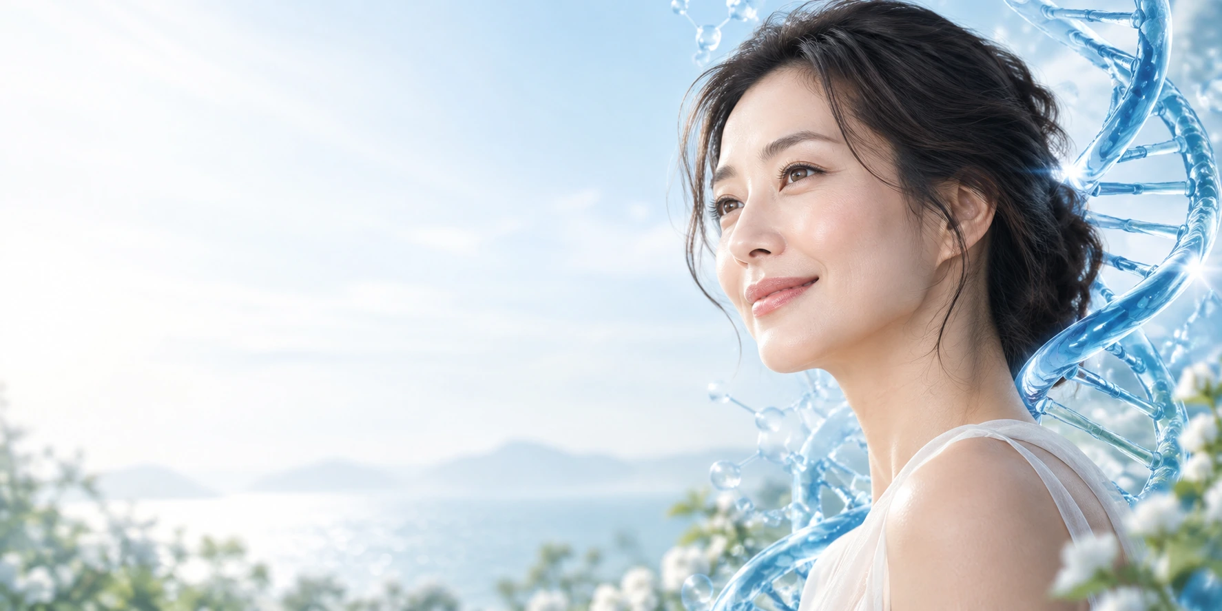 Minh họa nghệ thuật kết nối làn da và DNA